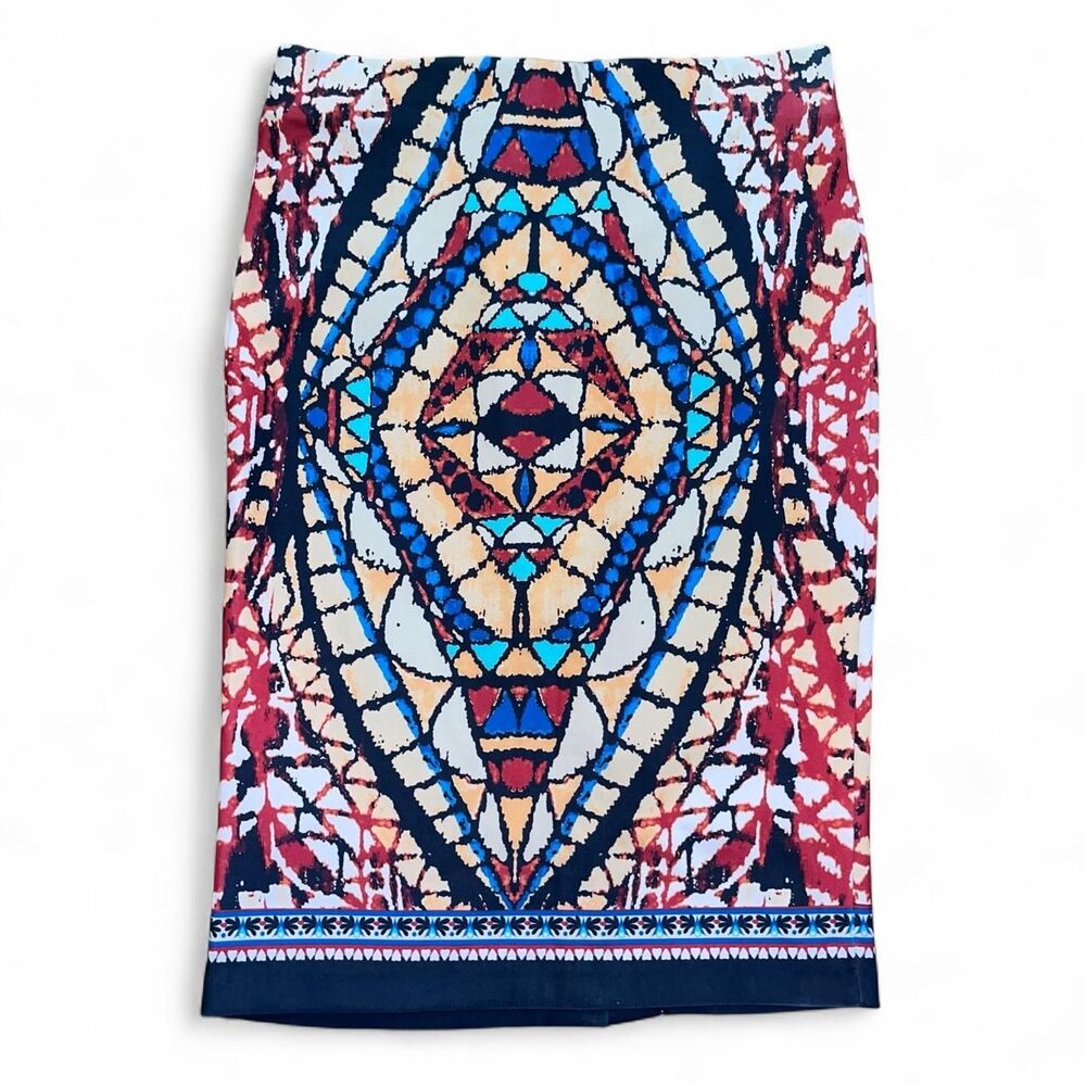 Beige by Eci Women's Multicolored Mosaic Skirt SZ M